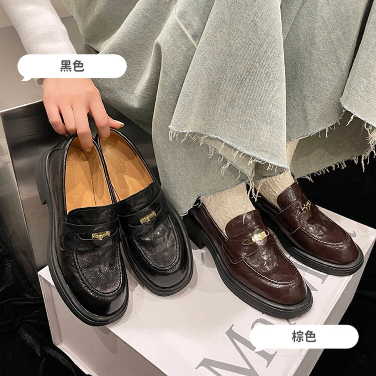 D1165-2/手抓纹羊皮乐福鞋单鞋