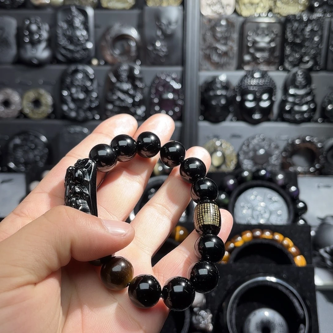 至***寶黑曜岩未镶嵌手链