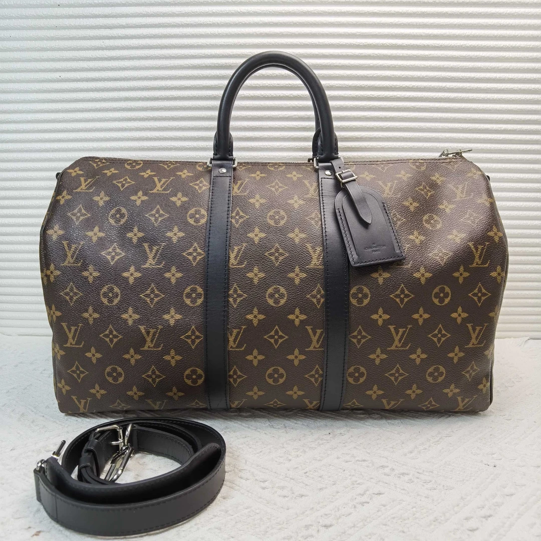 95新 LouisVuitton/路易威登 keepall45老花旅行袋斜挎包
