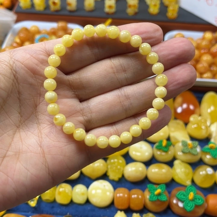 琥珀未镶嵌裸石卡6浓蜡手串精工微瑕