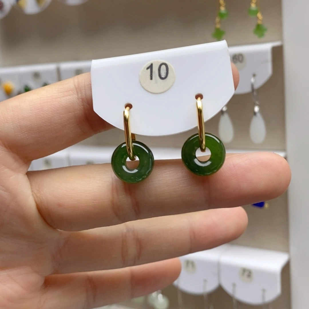 银S925镶嵌和田玉耳饰