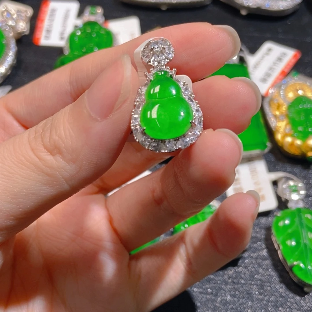 翡翠银S925镶嵌吊坠(不含链)