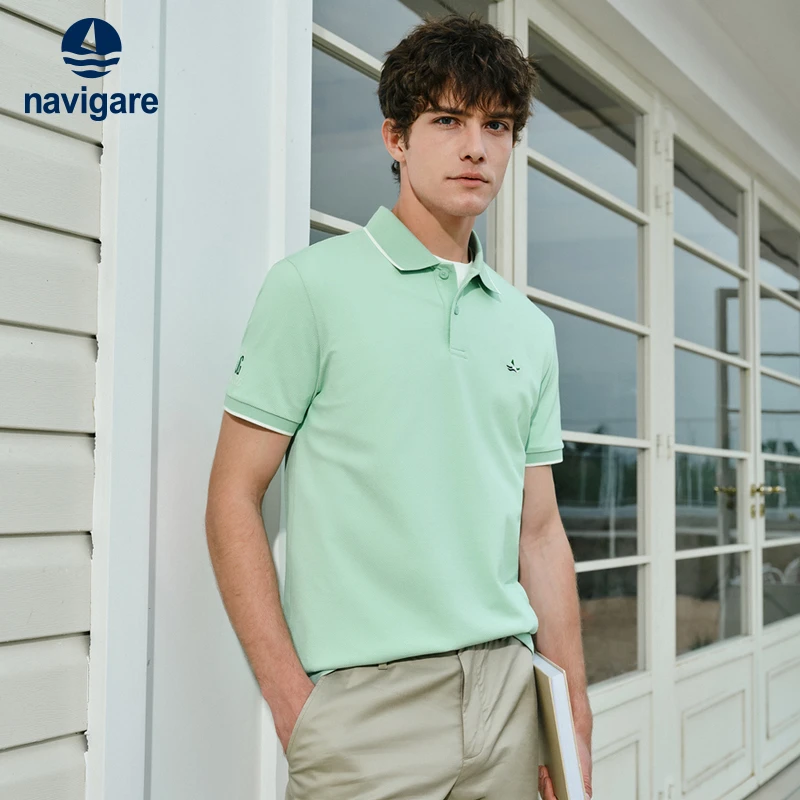 【冰丝】Navigare意大利小帆船绿色翻领polo衫男夏季休闲短袖T恤