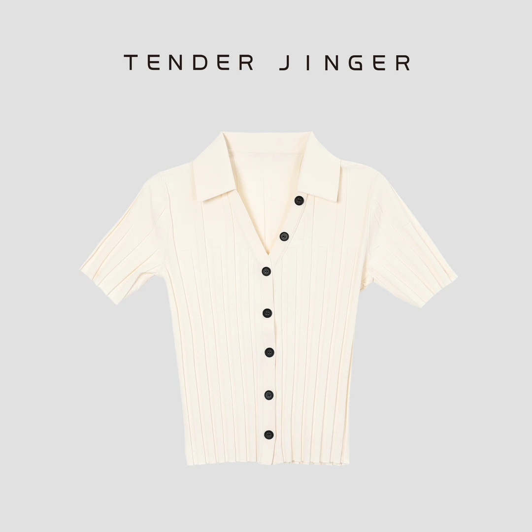 【专柜】2024夏短款宽坑条单排扣短袖开衫T42SCC76837