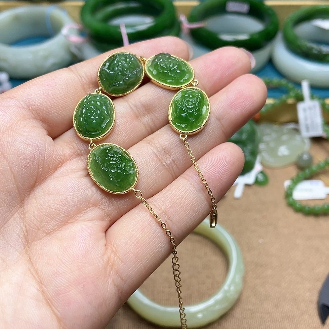 和田玉手链129银S925镶嵌