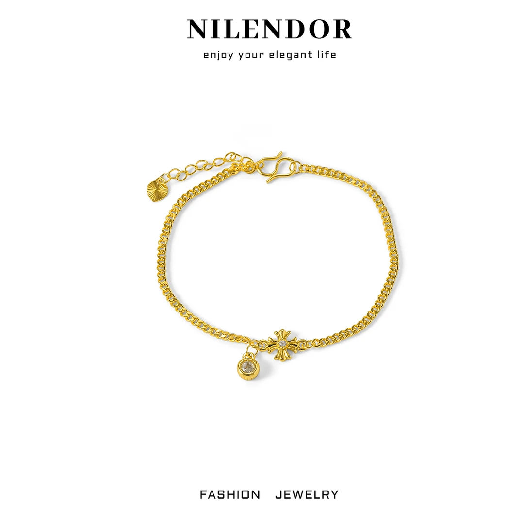 铜合金合成锆石手链 SL-260时尚十字克罗元素手链