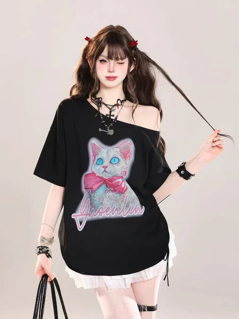 买手店青仓款 波斯猫斜肩抽身上衣#2668