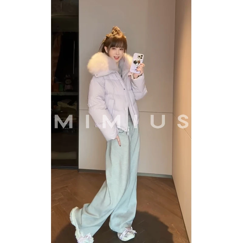 【mimius】喵可溯源三星安心羽绒云朵奶芙毛毛拼接短款羽绒服G09205