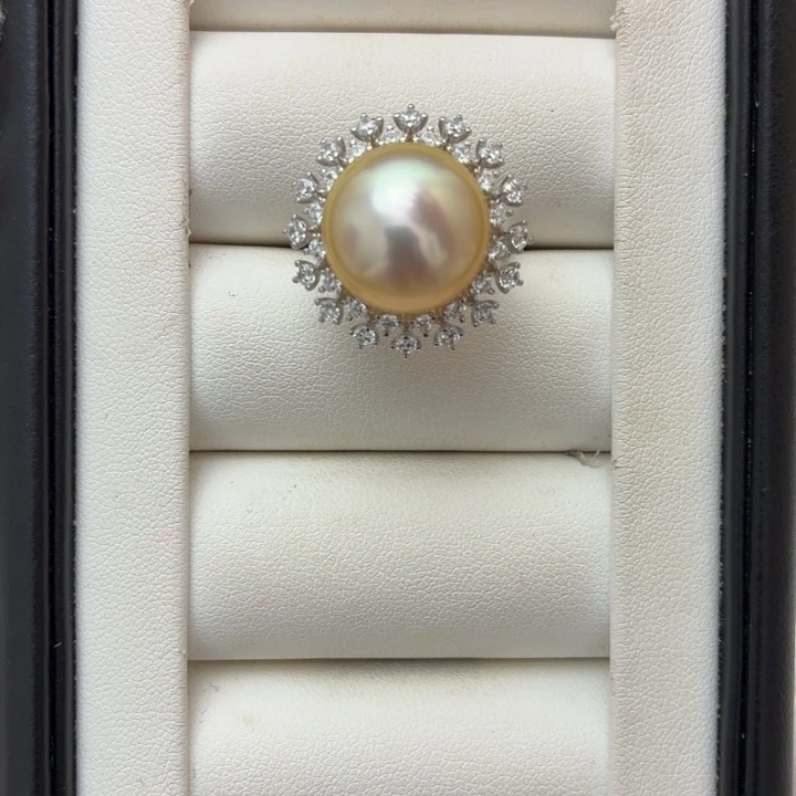 戒指海水珍珠银S925镶嵌