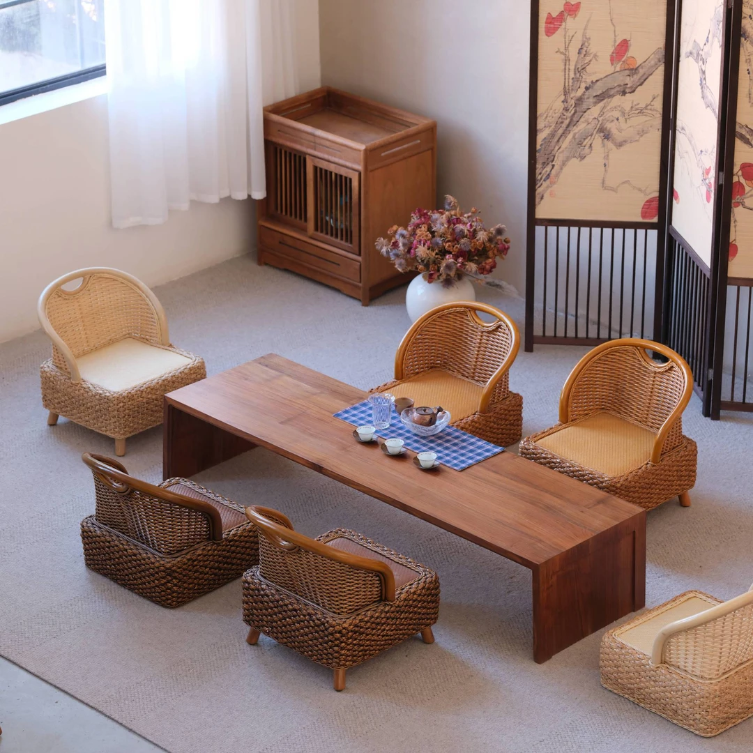 【隆圣藤艺】日式藤编榻榻米靠背蒲团懒人椅家用阳台小凳子客厅沙发