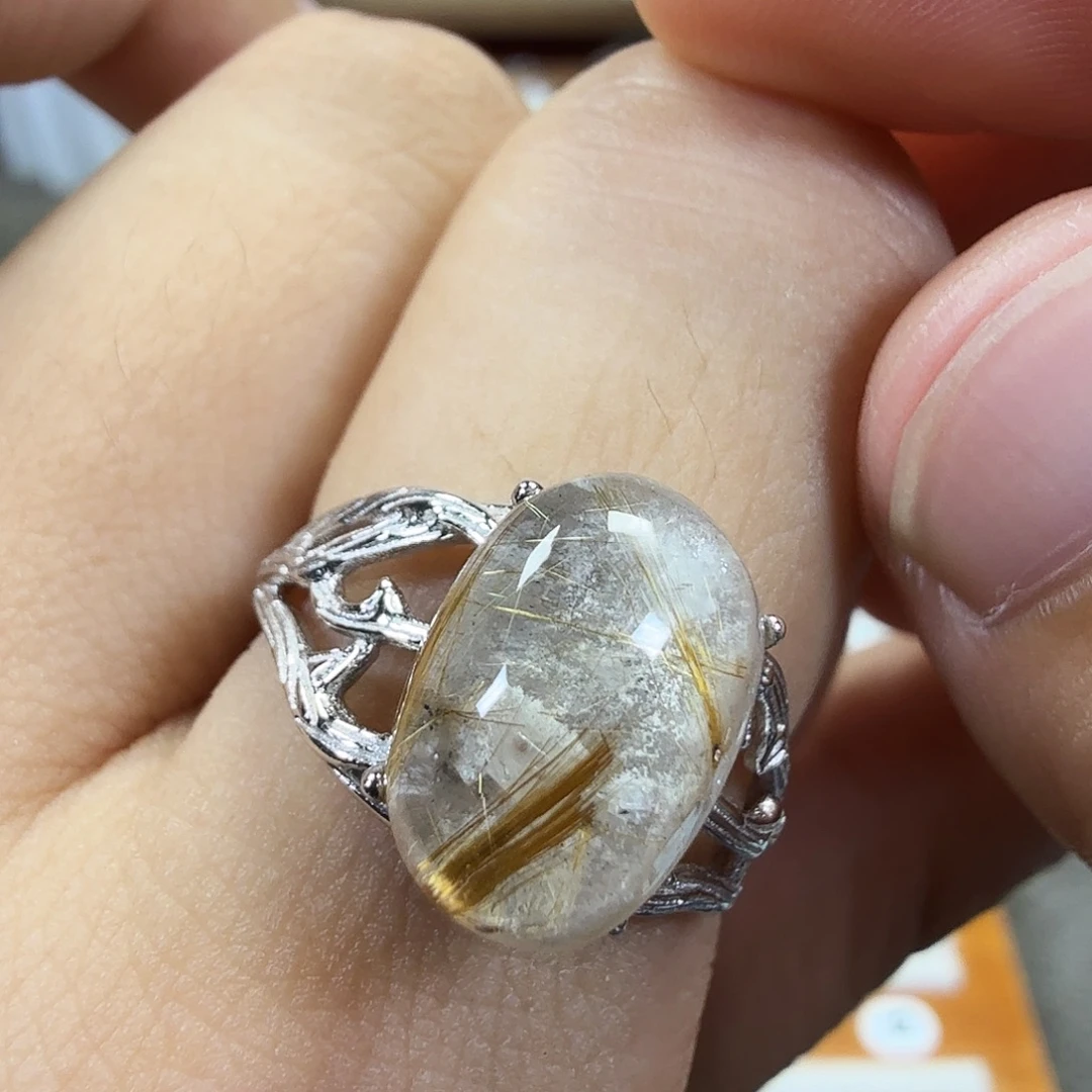 银S925镶嵌戒指水晶