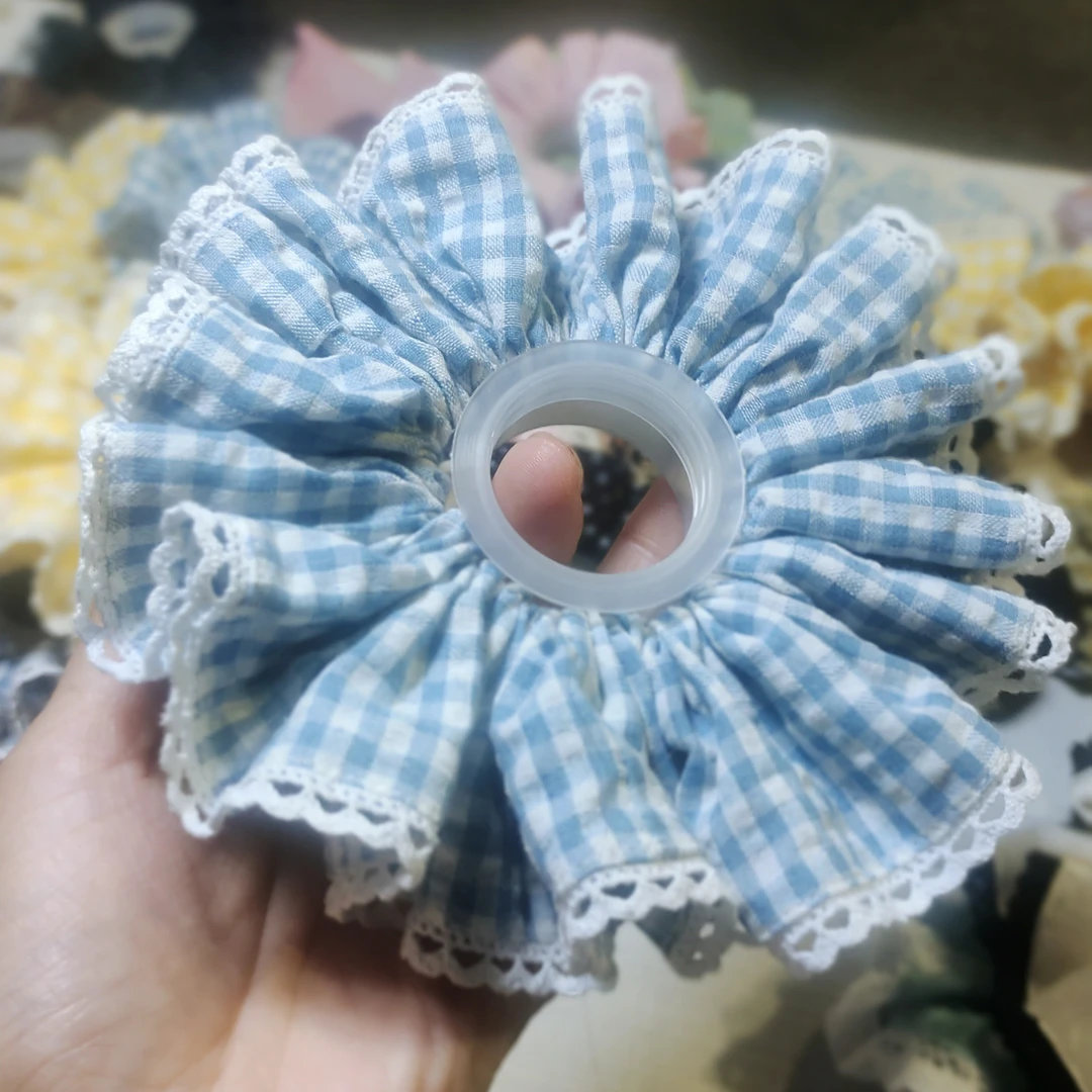 格子单层蕾丝发圈