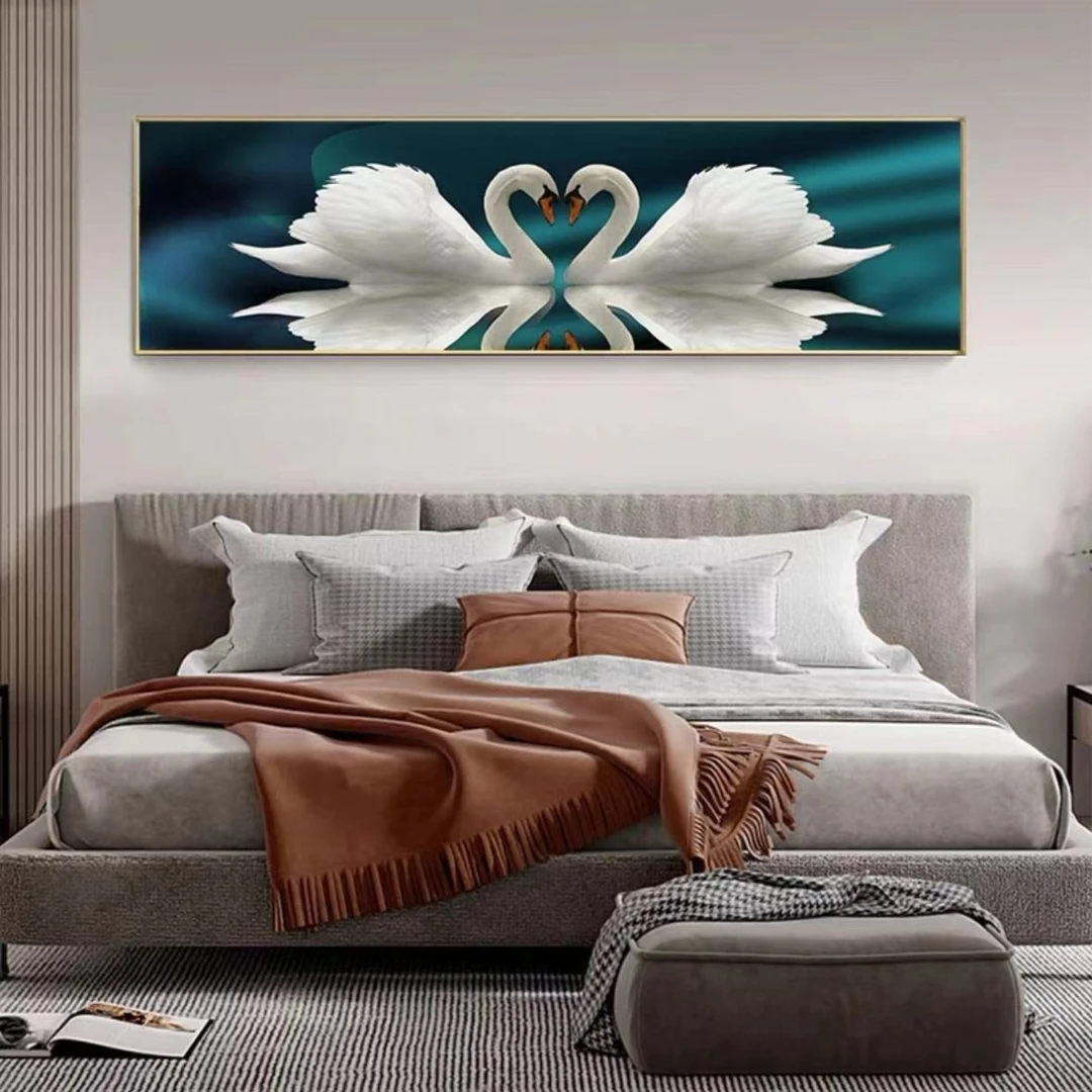 升级版-床头画-【主一相濡以沫】晶瓷画镶钻画主卧床头画装饰画