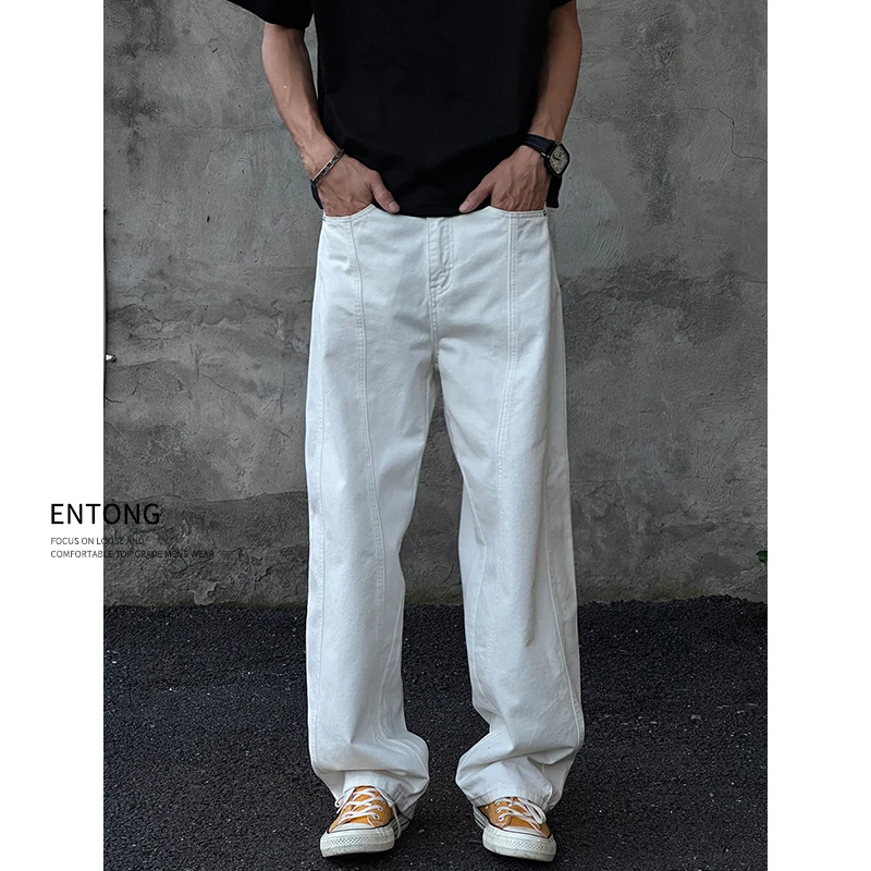 Entong潮牌美式复古解构宽松阔腿休闲裤男生百搭cleanfit直筒裤子