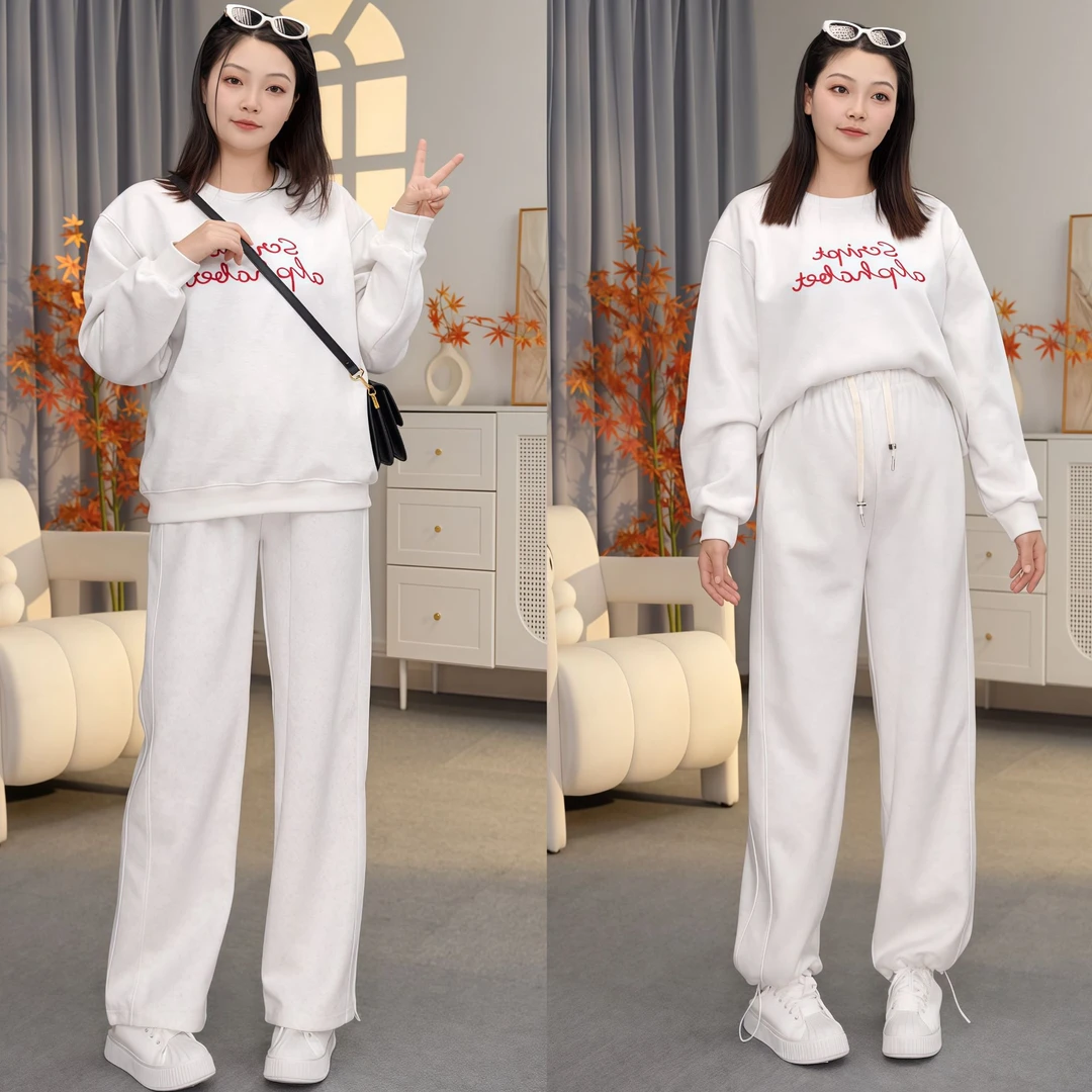 【Double】孕妇卫衣套装2025秋冬新款万针刺绣工艺时尚休闲大码套装
