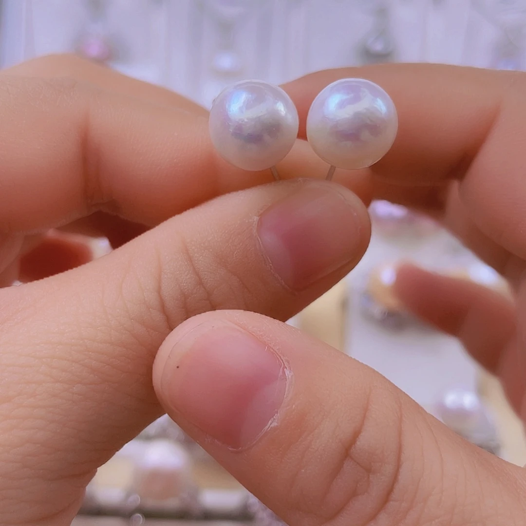 淡水珍珠耳饰银S925镶嵌