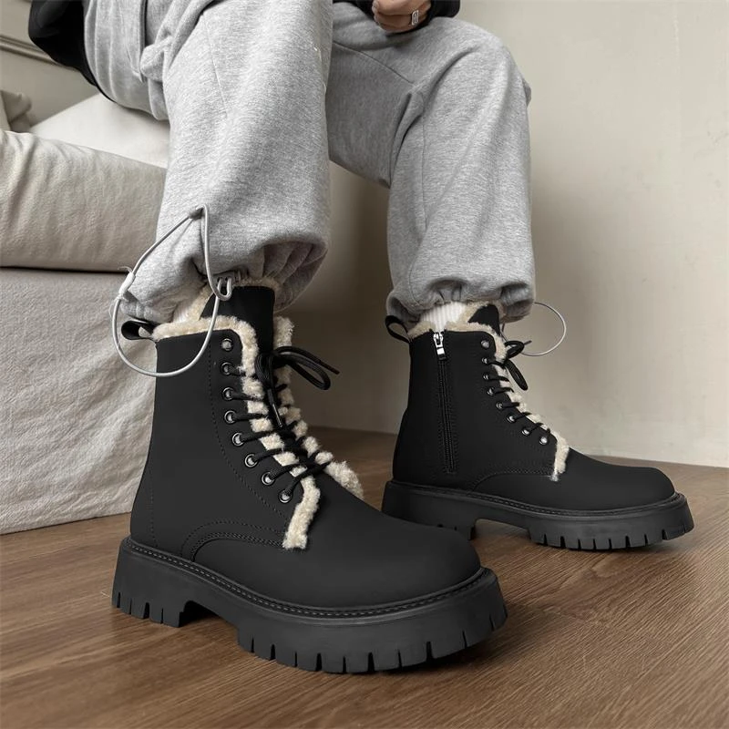 马丁靴男冬季2025新款加绒加厚保暖棉鞋防寒机车靴零下40雪地靴