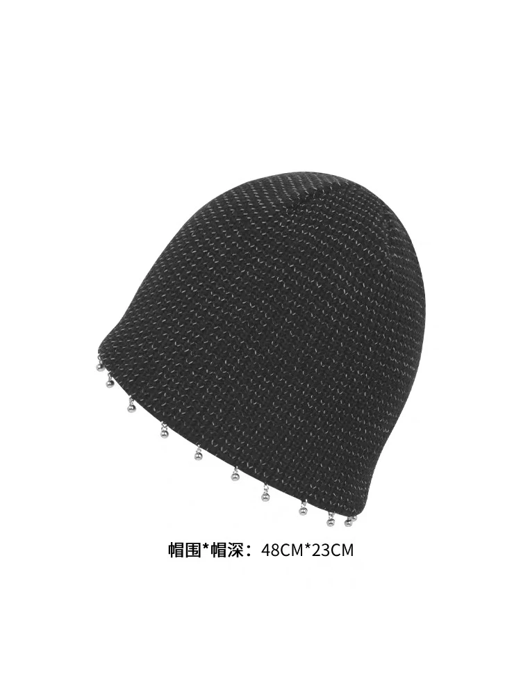 铜铃针织帽 时髦加分~混纱反光丝异域风情铃铛冷帽