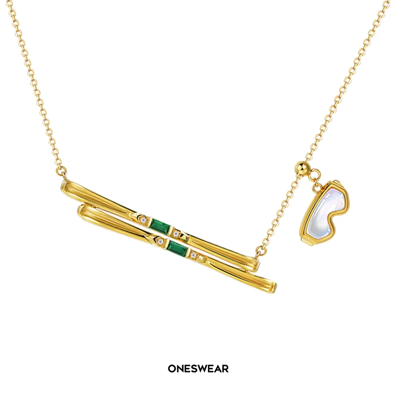 坠链均925银 滑雪板滑雪镜项链礼物小众设计高级感饰品