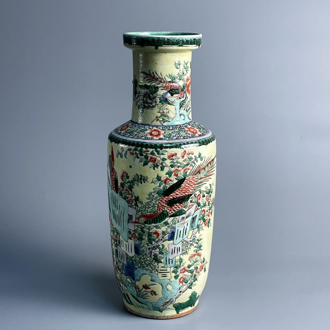 M25LJ003736 - 清光绪五彩锦上添花棒槌瓶