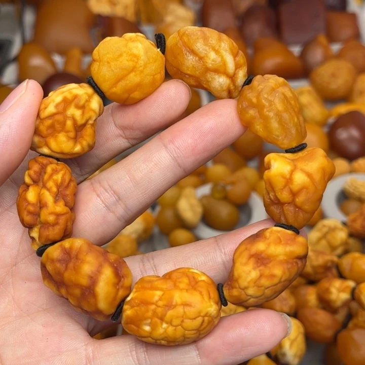 琥珀未镶嵌裸石天然蜜蜡手串