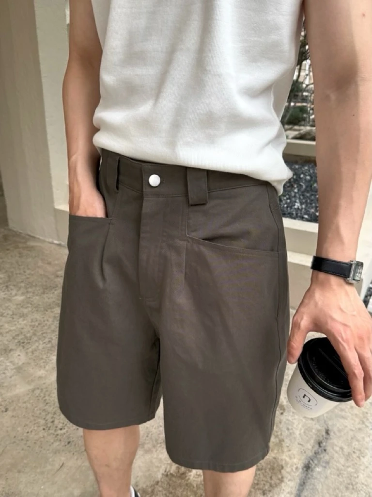 ZWZ/夏季全棉宽松设计感五分休闲短裤男款韩版裤子三色时尚百搭