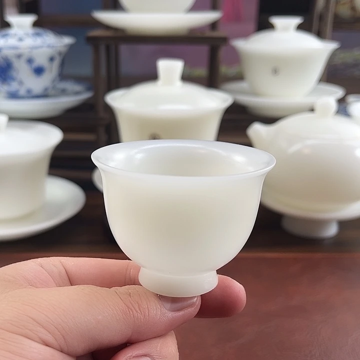 隐唐窑/璞玉素烧自生釉65ml高足反口杯