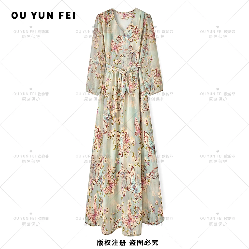 女装连衣裙高级显瘦秋季气质时尚碎花长裙轻奢长裙F1757