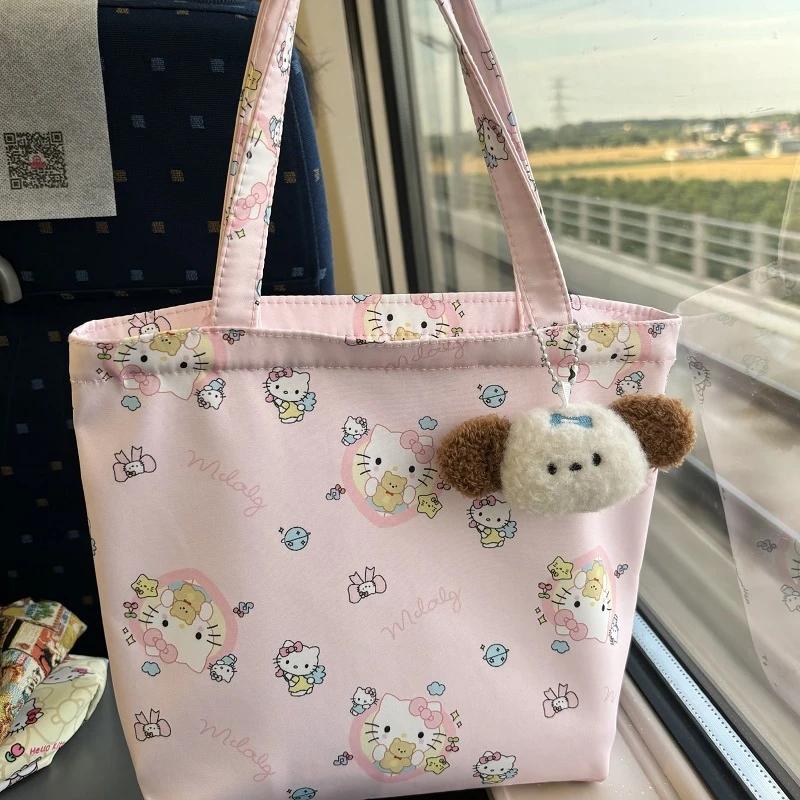 新款凯蒂猫手提包帆布包通勤可爱大容量托特化妆包少女心单肩包