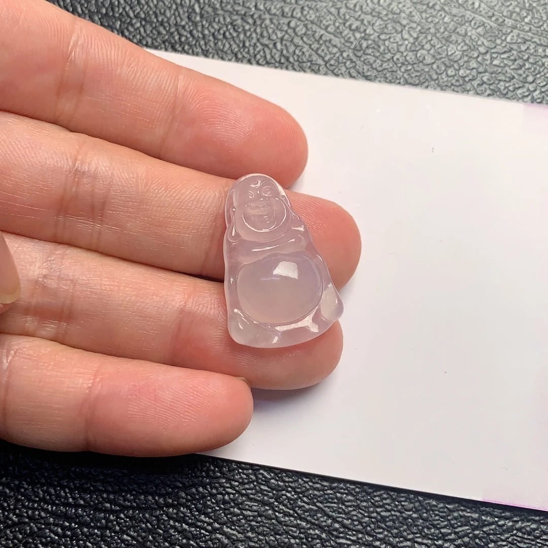 天然翡翠A货 站佛佛公吊坠 冰种粉紫色稀缺料 显气质百搭时尚精致