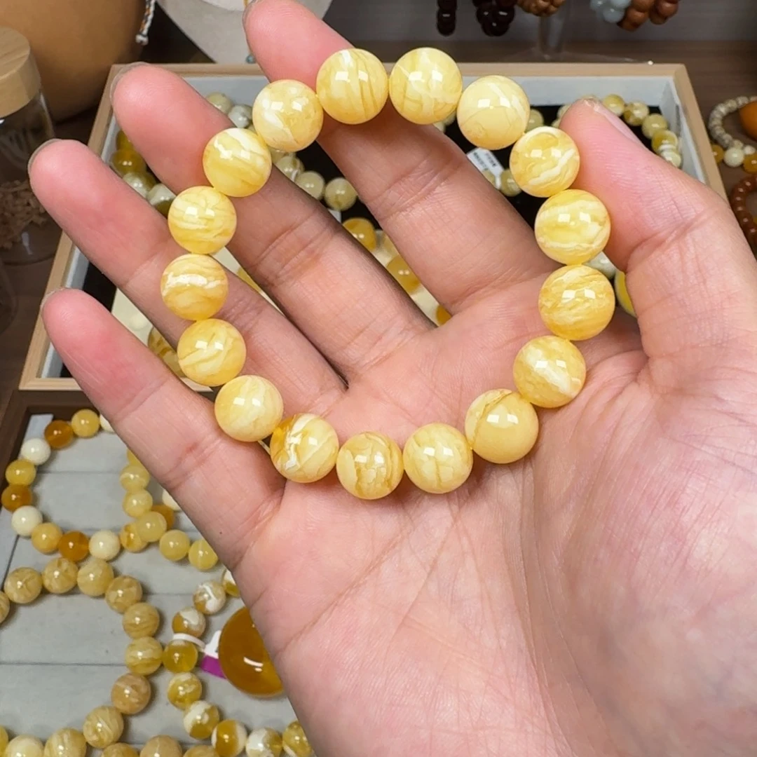 手链蜜蜡未镶嵌11加虎皮纹千层雪高货15克