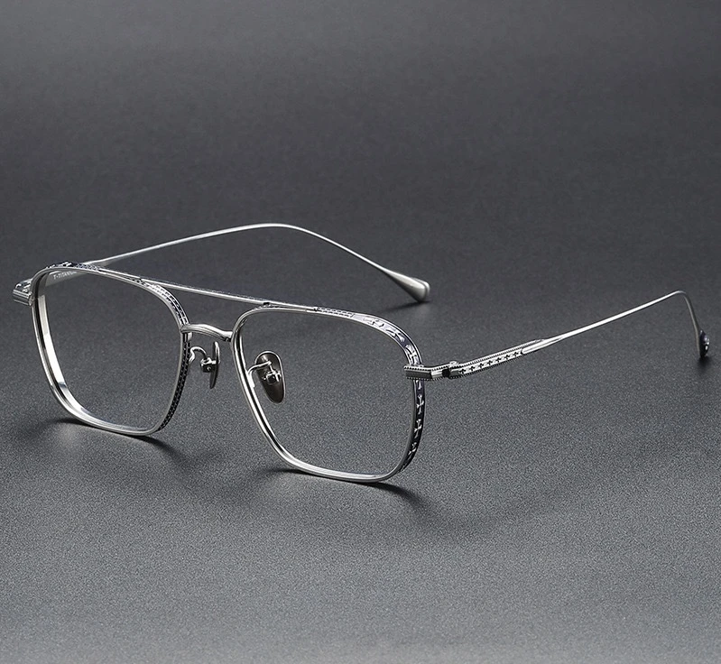 克罗纯钛双梁框超轻蓝光半框方形大框时尚定制成品光学眼镜