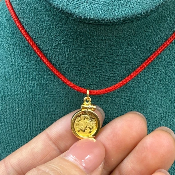 925银银制品 925银银制品10mm1克熊猫币吊坠框纯银镀金材质纪念框