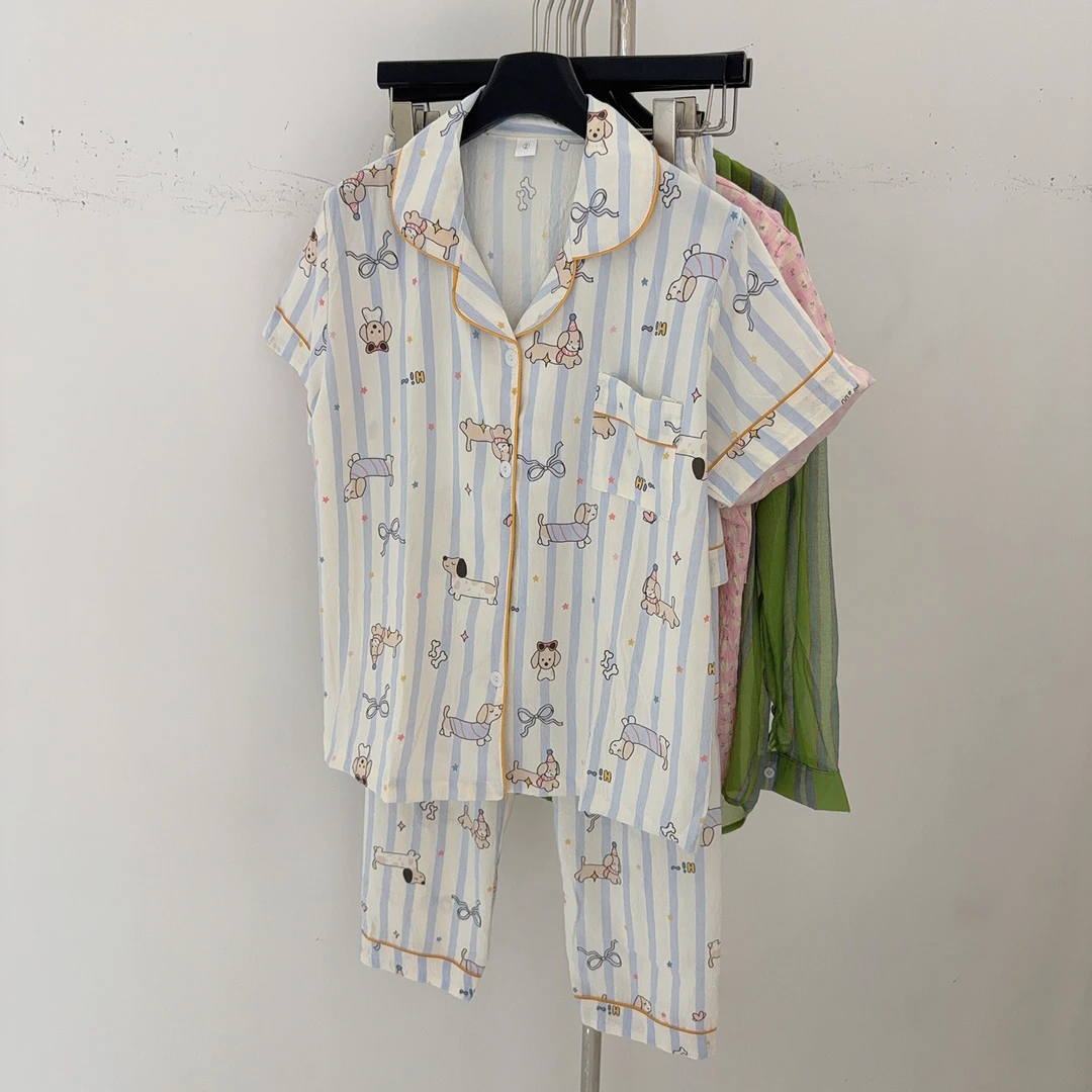 【株洲华丽熊小多】秋季宽松清凉卡通印花家居服系列休闲睡衣三件套