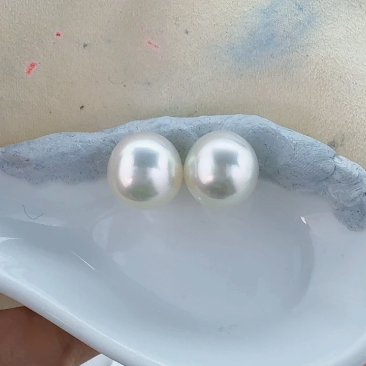 海水珍珠耳钩银S925镶嵌玫*?