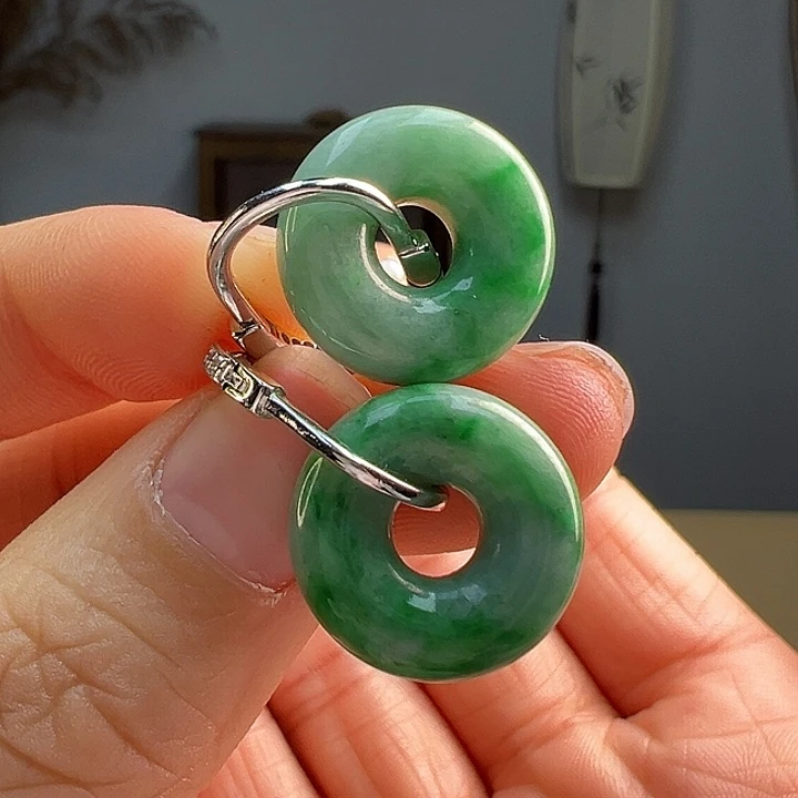 翡翠耳饰银S925镶嵌耳饰