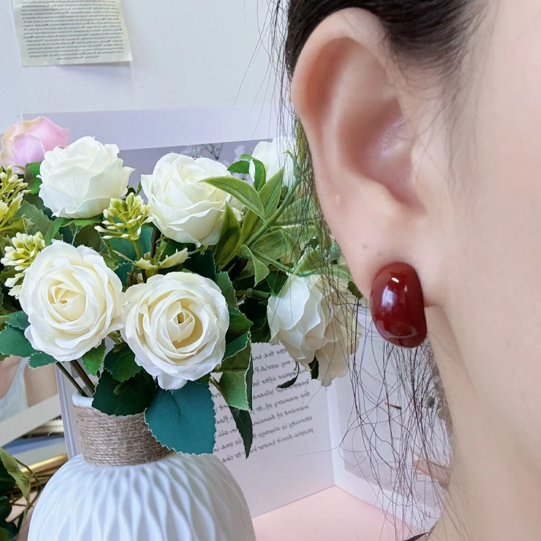 合金耳饰 MCK 红茶安可拉红气质耳圈复古简约显白耳饰女小众-M140