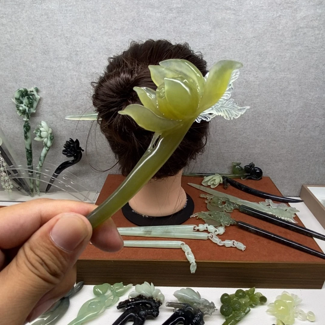 蛇纹石玉未镶嵌发簪