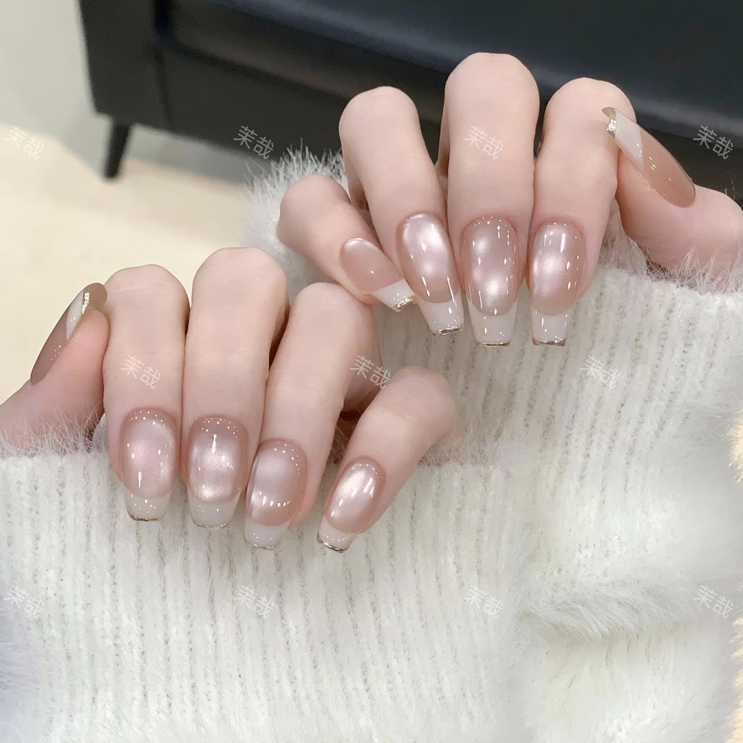 茉哉现货【月光漫游】纯手工定制美甲拆卸穿戴甲A3929