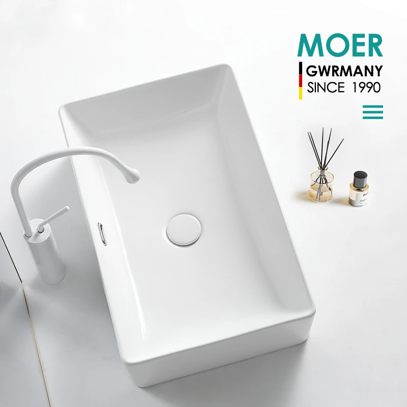MOER加深陶瓷台上盆家用卫生间洗手盆洗脸盆艺术面盆阳台方形新款