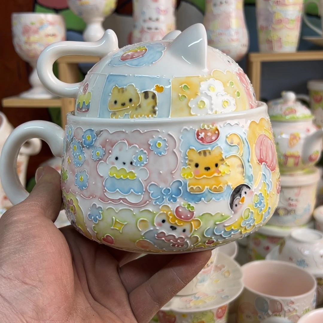 陶摆件景德镇高温釉下手绘陶瓷