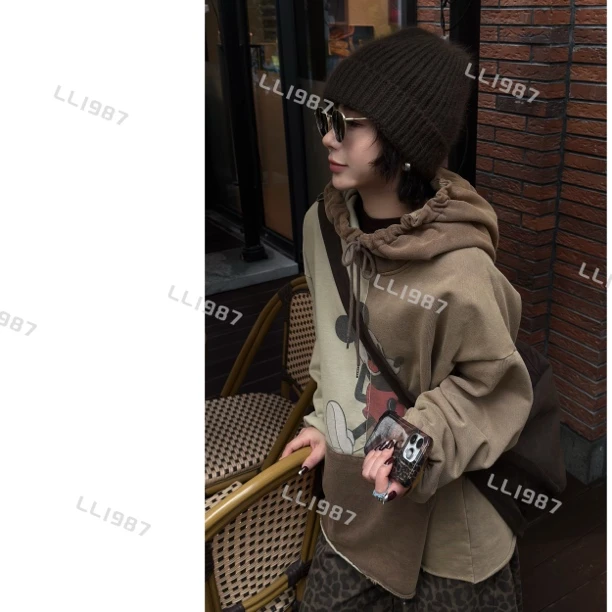 HY罗罗【AB拼色卫衣】秋冬韩国洗水棉毛圈宽松时尚百搭连帽卫衣L457