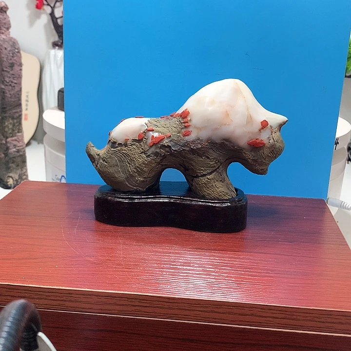 灵璧白灵玉石摆件小牛