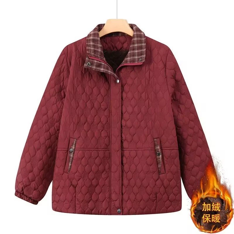 轻奢潮牌胖袄秋冬装衣加肥加大码妈妈服中老年50多岁加绒保暖小众