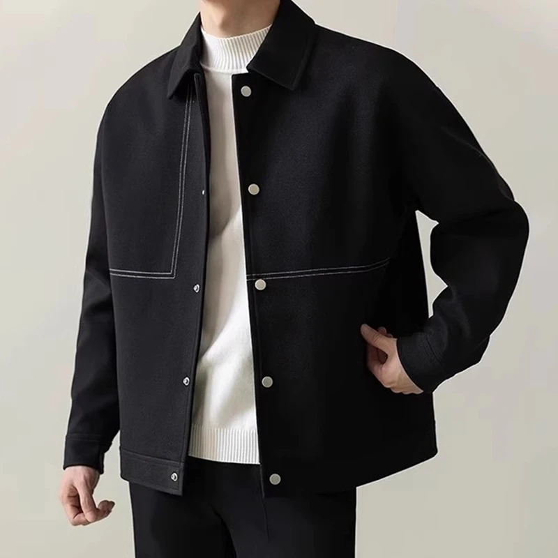 顿奇摩费涅高端单排扣夹克外套男士春秋季新款高级感宽松翻领男款