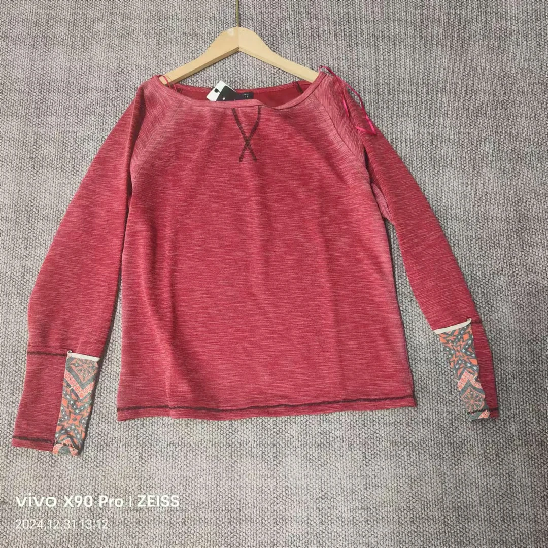唯琳剪标 7仓F2-2-4-3001款 洗水做旧磨白红色卫衣