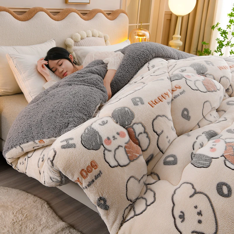 羊羔绒被子冬被加厚保暖牛奶绒棉被芯学生宿舍单人雪花绒被褥子
