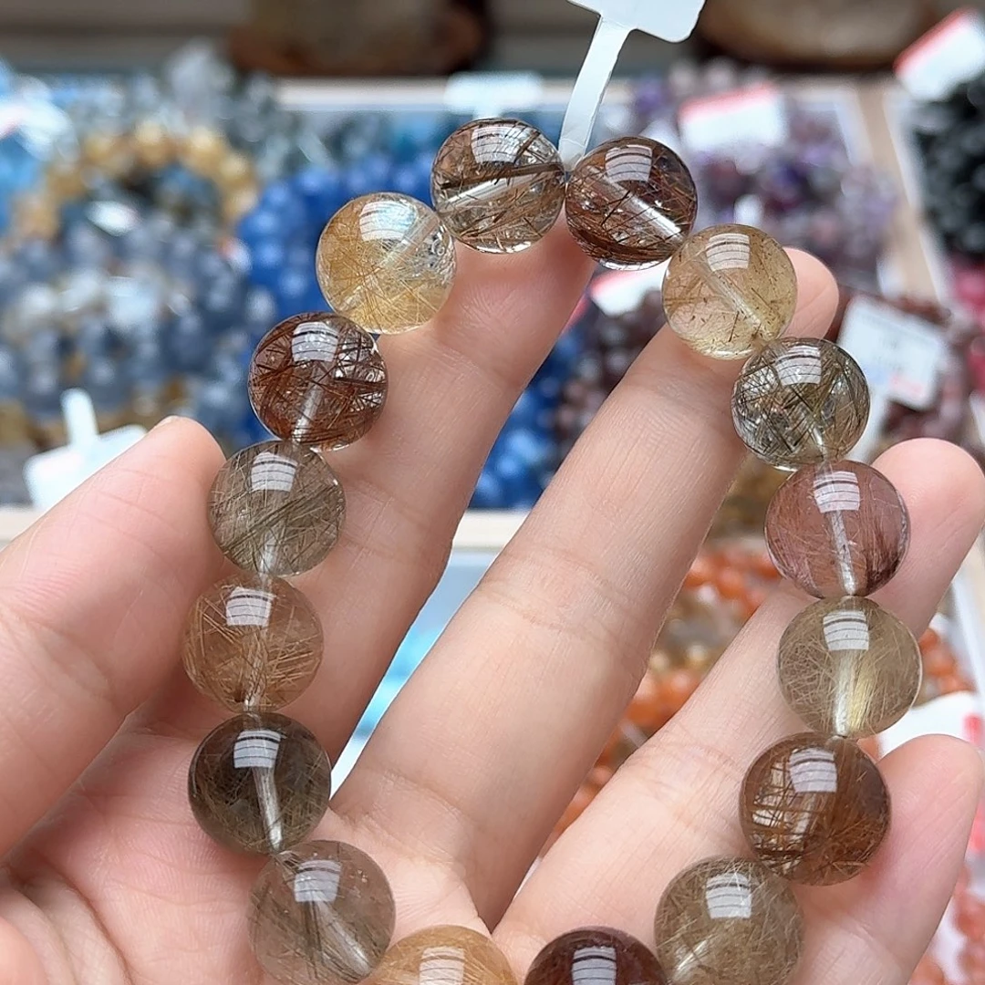 水晶手链未镶嵌彩发晶14mm