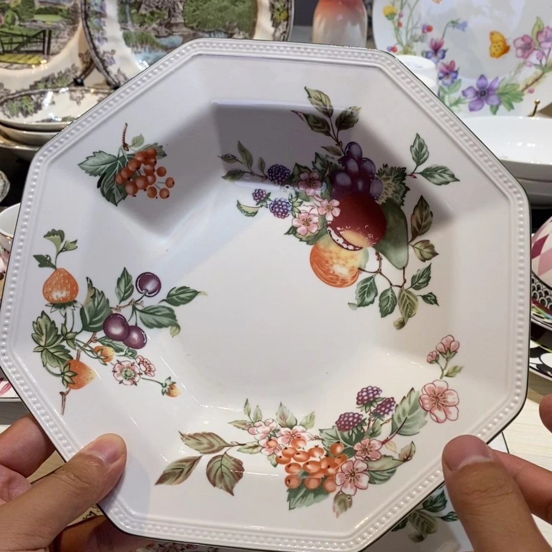 搪瓷微瑕八角水果深盘