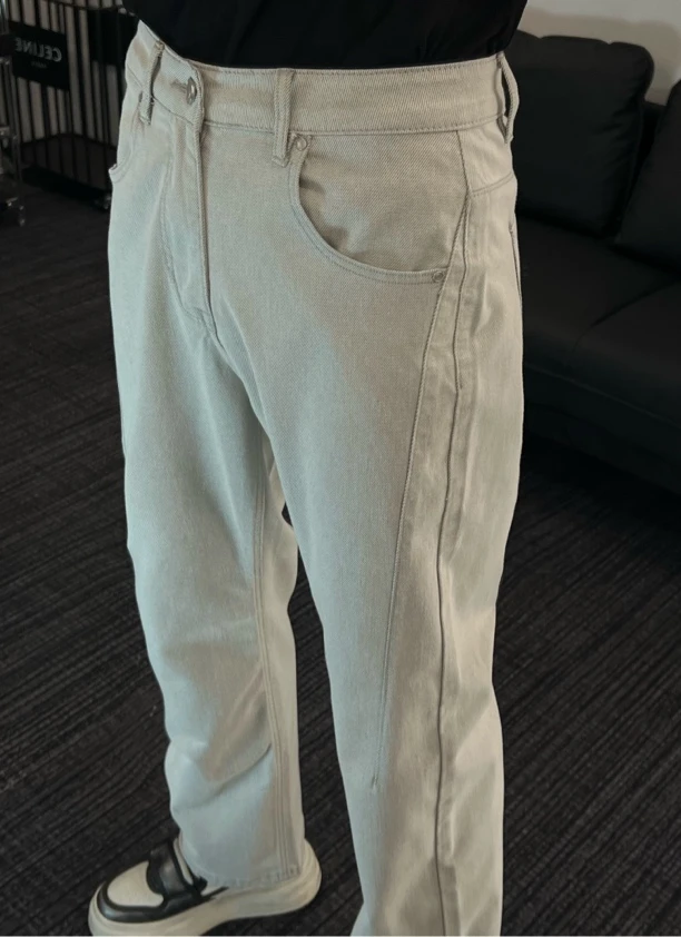 TENG-2025新款春夏直筒高棉感牛仔裤百搭高腰混纱牛仔裤Z50018